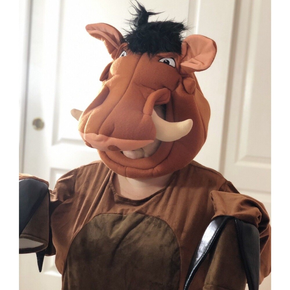 Disney The Lion King Pumbaa Headdress Head Fleece Adult Mask Halloween